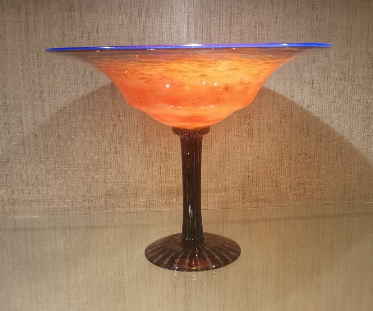 Schneider, Le Verre Français, Grande Coupe à Pied Noir-photo-2