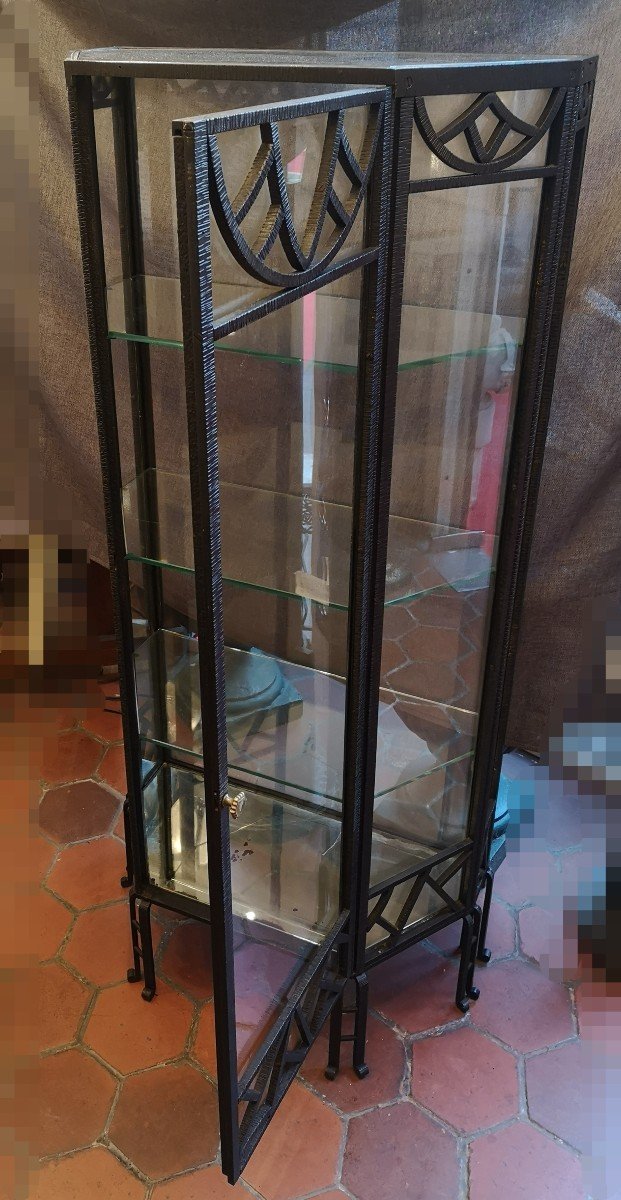 Art Deco Wrought Iron Display Cabinet 1930-photo-2