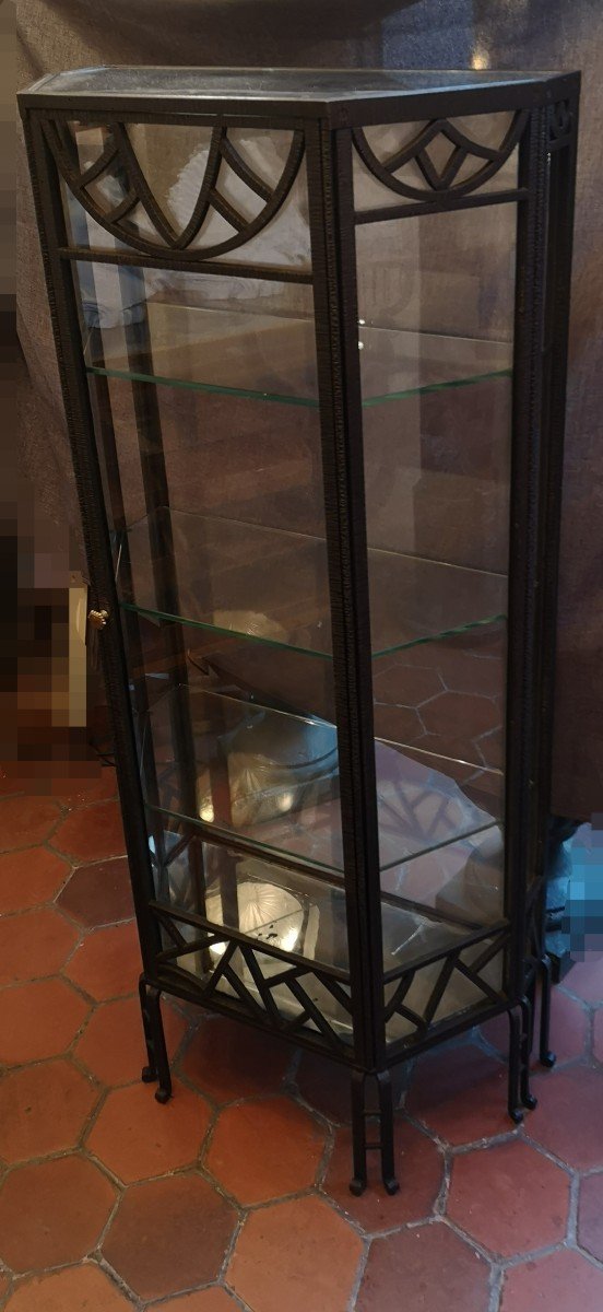 Art Deco Wrought Iron Display Cabinet 1930-photo-3