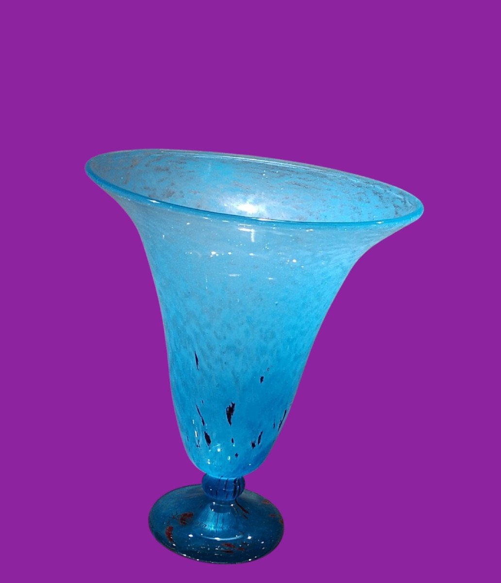 Schneider, Le Verre Français, vase poudré bleu signé-photo-2