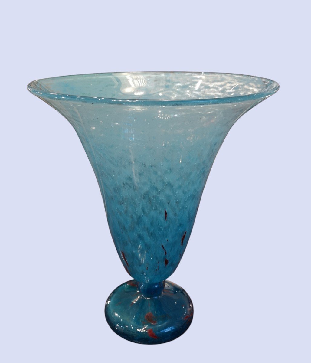 Schneider, Le Verre Français, vase poudré bleu signé-photo-3