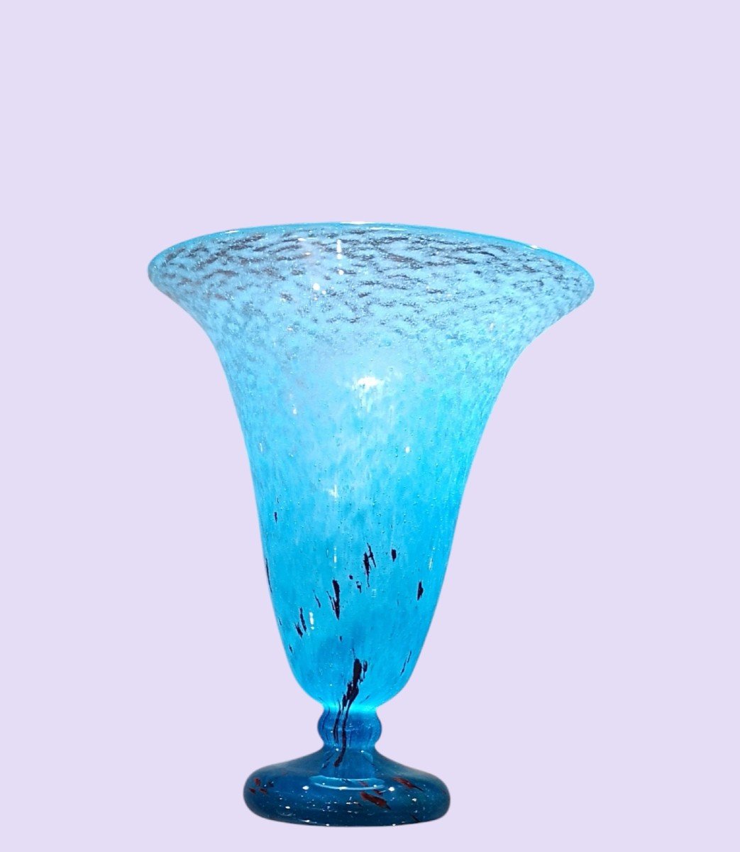 Schneider, Le Verre Français, vase poudré bleu signé-photo-6