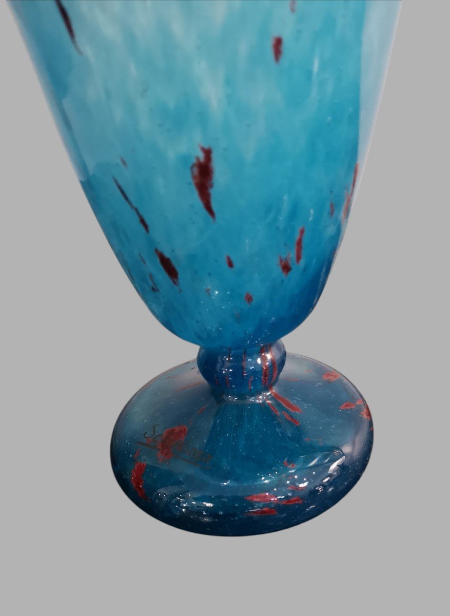 Schneider, Le Verre Français, vase poudré bleu signé-photo-7