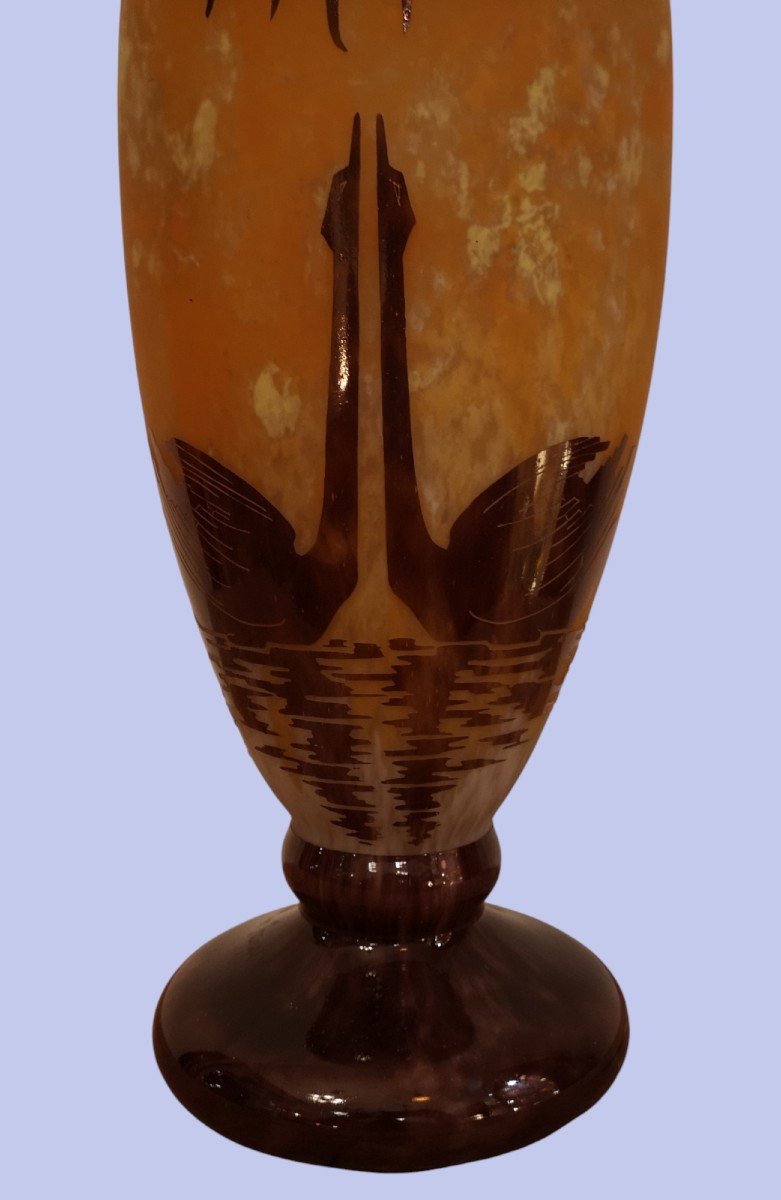 Schneider, French Glass, Swans Decor, 55.5 Cm-photo-2