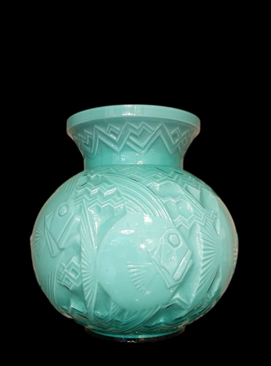 Pierre d'Avesn, Large Fish Vase, Art Deco 1930-photo-2