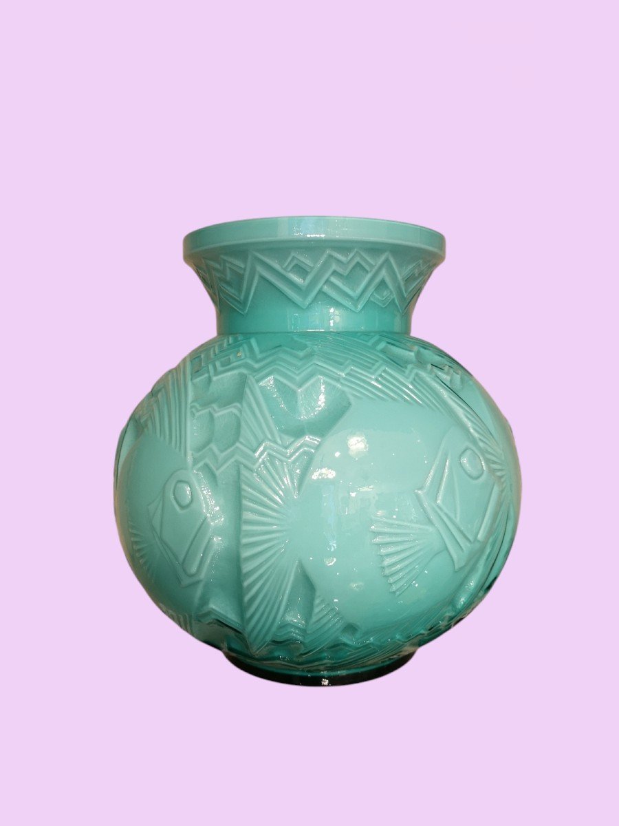 Pierre d'Avesn, Large Fish Vase, Art Deco 1930-photo-3