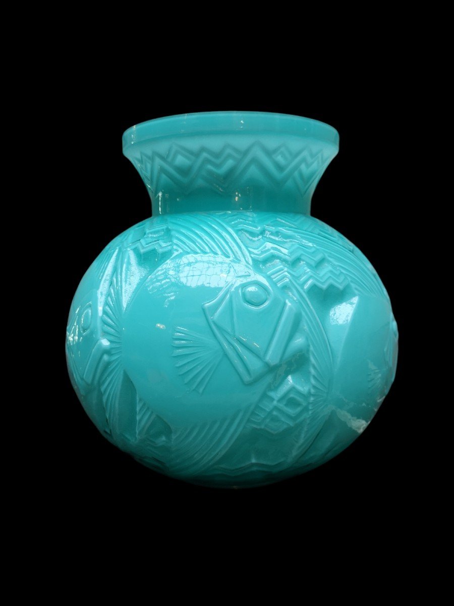Pierre d'Avesn, Large Fish Vase, Art Deco 1930-photo-7
