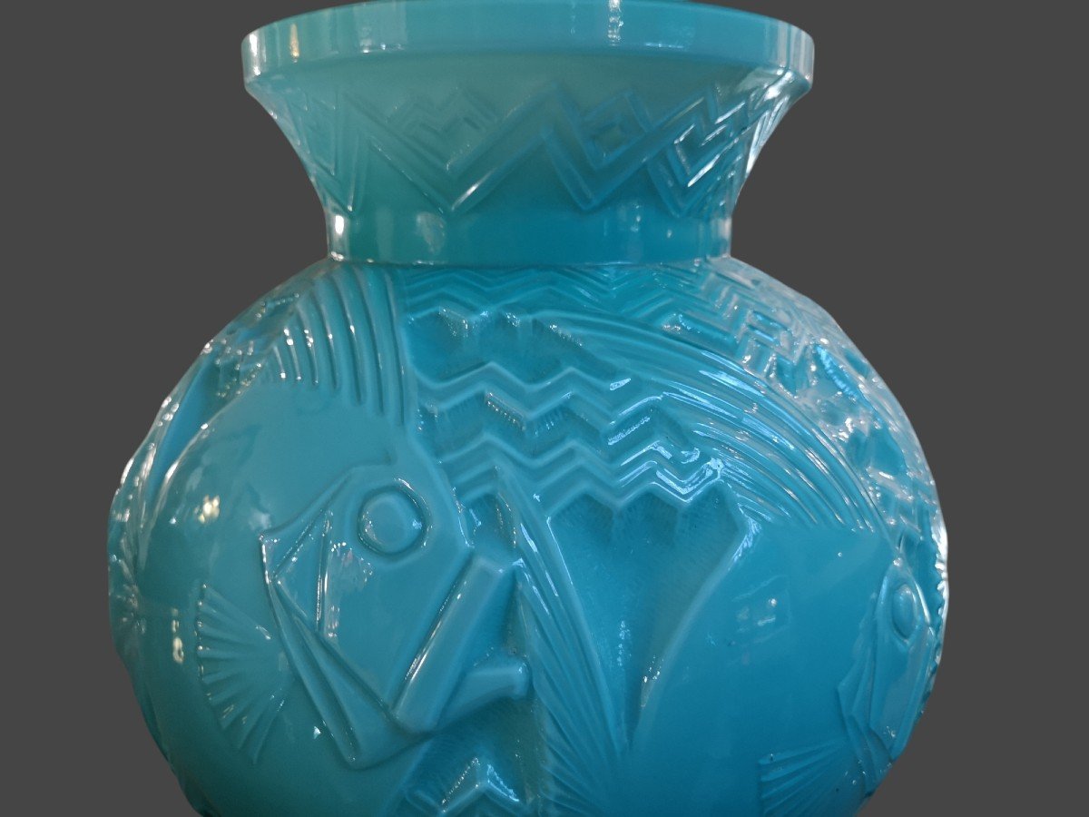 Pierre d'Avesn, Large Fish Vase, Art Deco 1930-photo-8