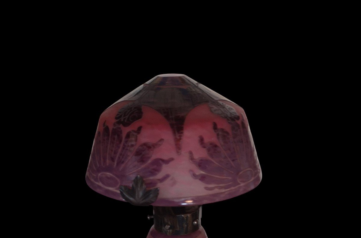 Schneider, French Glass, Dahlias Lamp, Art Deco 1928-photo-2