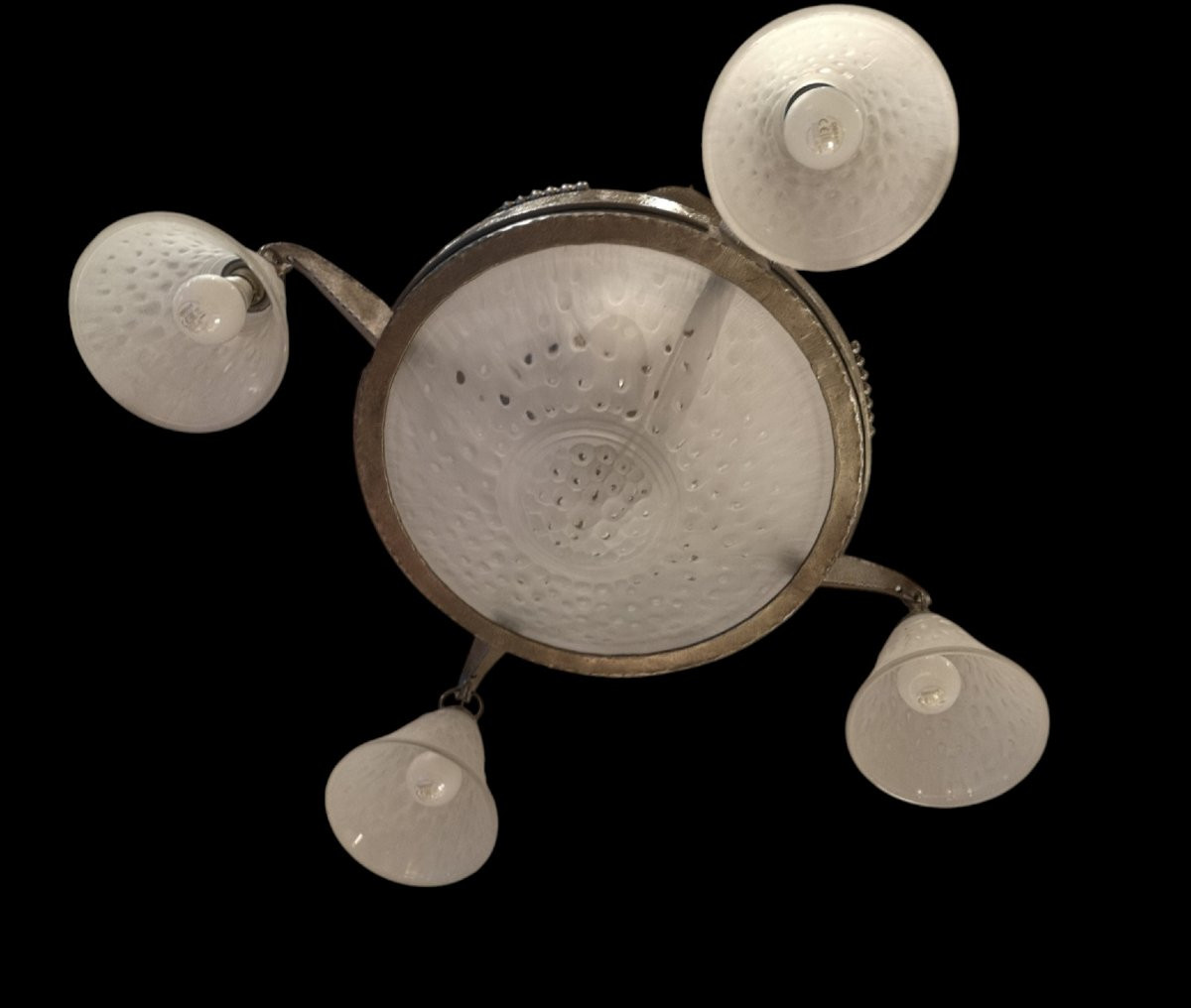 Muller Frères, Lustre Art Déco Fer Forgé 1925/30-photo-4