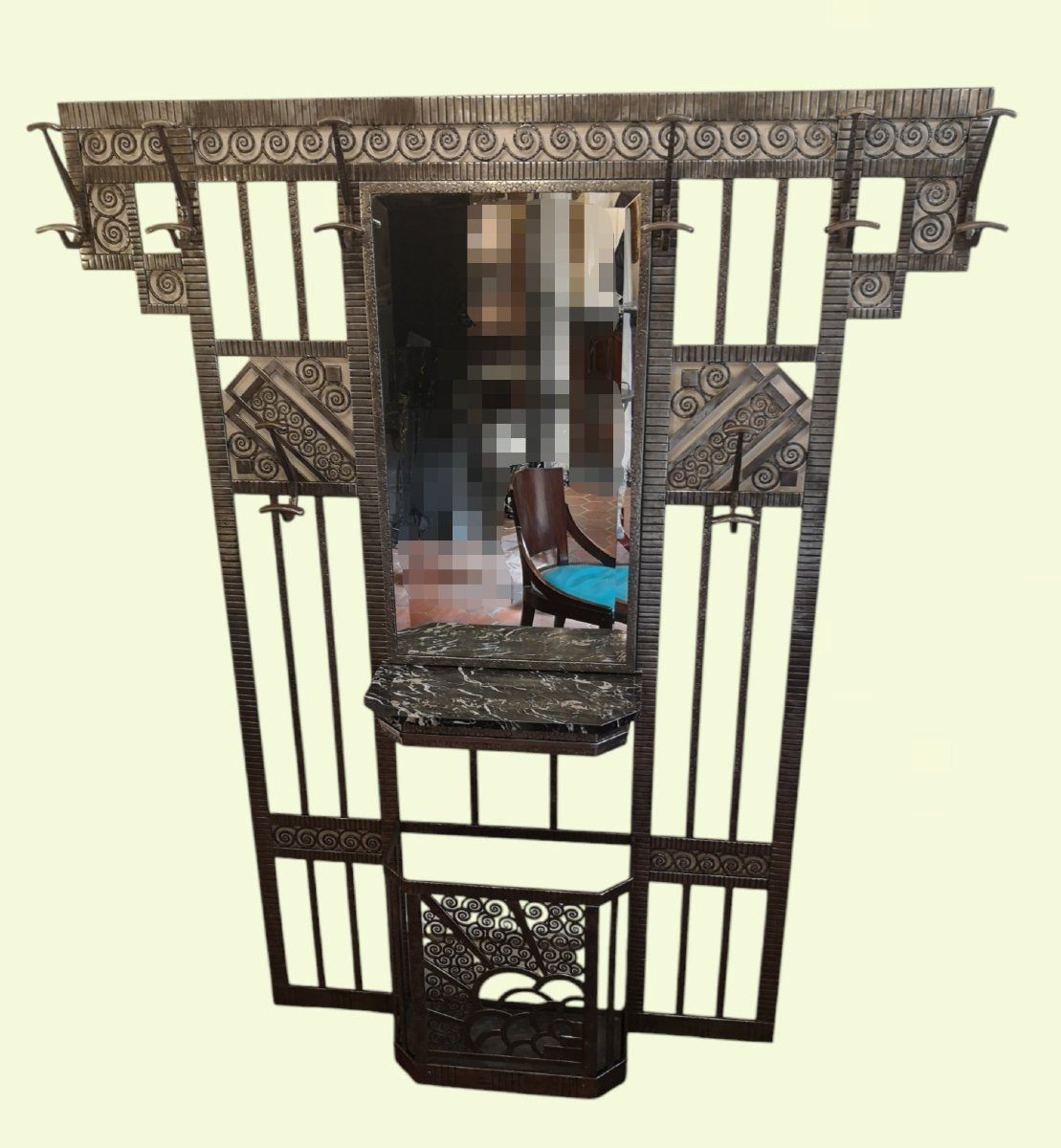 Art Deco Nickel-plated Wrought Iron Locker 1925/30-photo-2