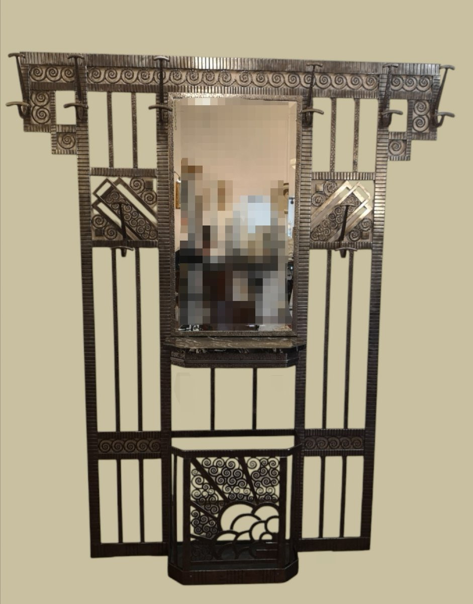 Art Deco Nickel-plated Wrought Iron Locker 1925/30-photo-4