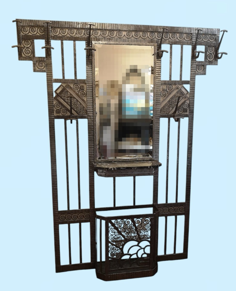 Art Deco Nickel-plated Wrought Iron Locker 1925/30-photo-2