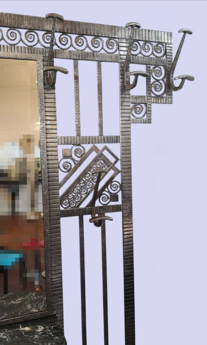 Art Deco Nickel-plated Wrought Iron Locker 1925/30-photo-4