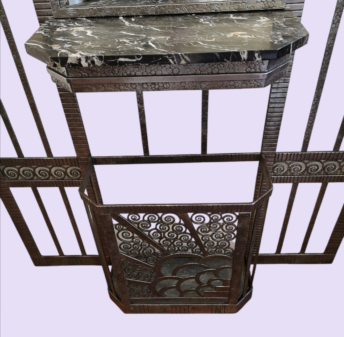 Art Deco Nickel-plated Wrought Iron Locker 1925/30-photo-5