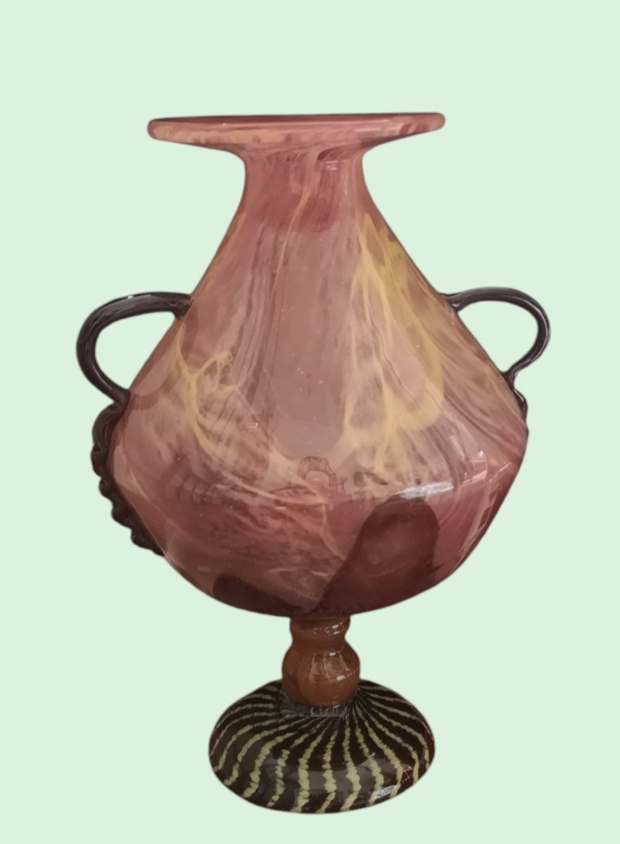 Schneider, French Glass, Vase Series "marbled", Venetian Foot, 1922/24-photo-3