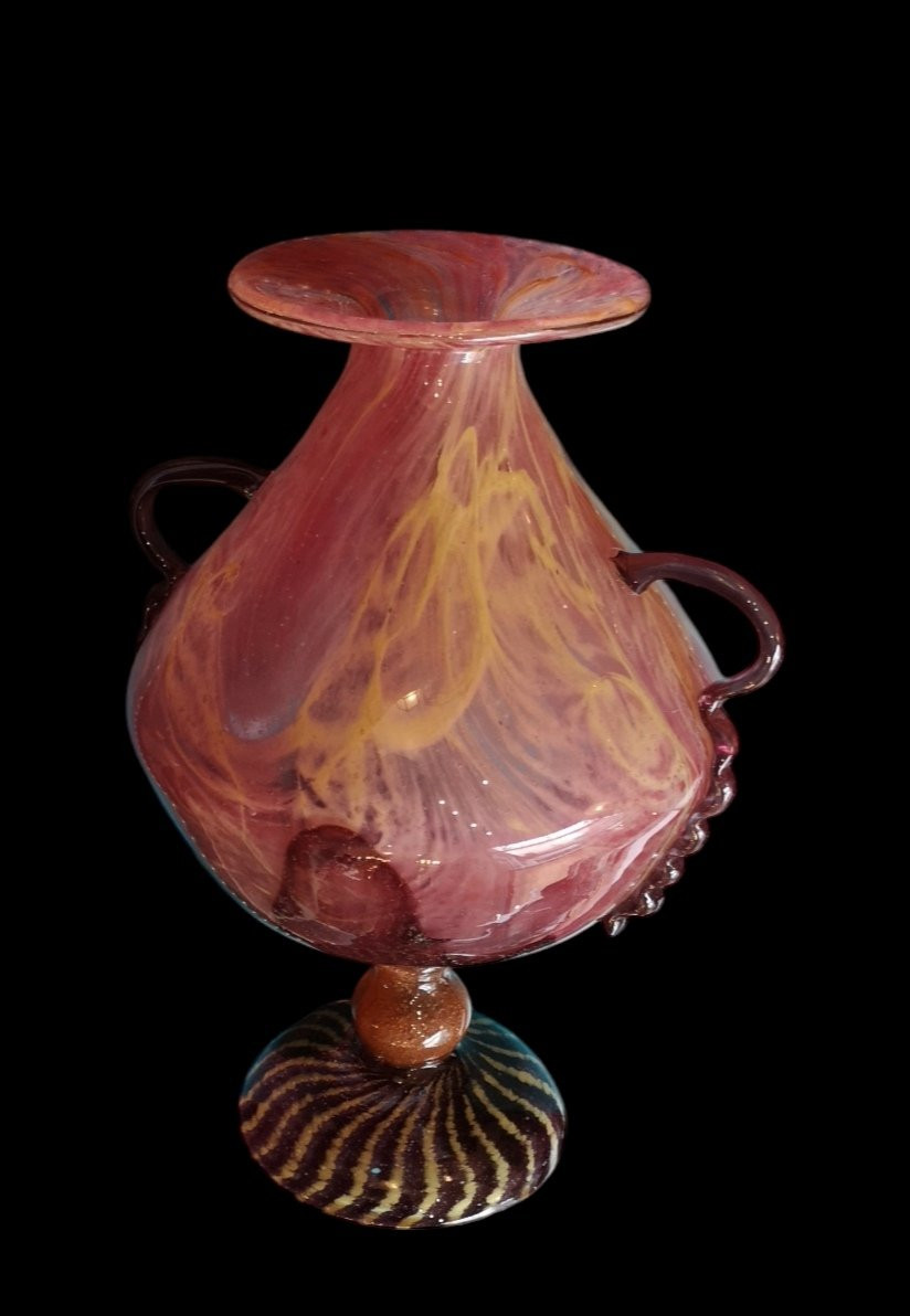 Schneider, French Glass, Vase Series "marbled", Venetian Foot, 1922/24-photo-3