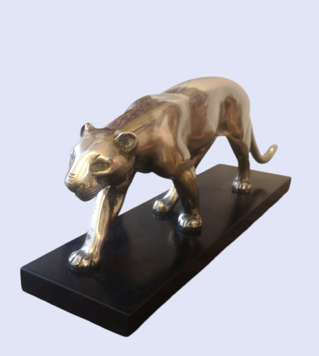 Bronze Panther Signed Ouline, Art Deco-photo-4