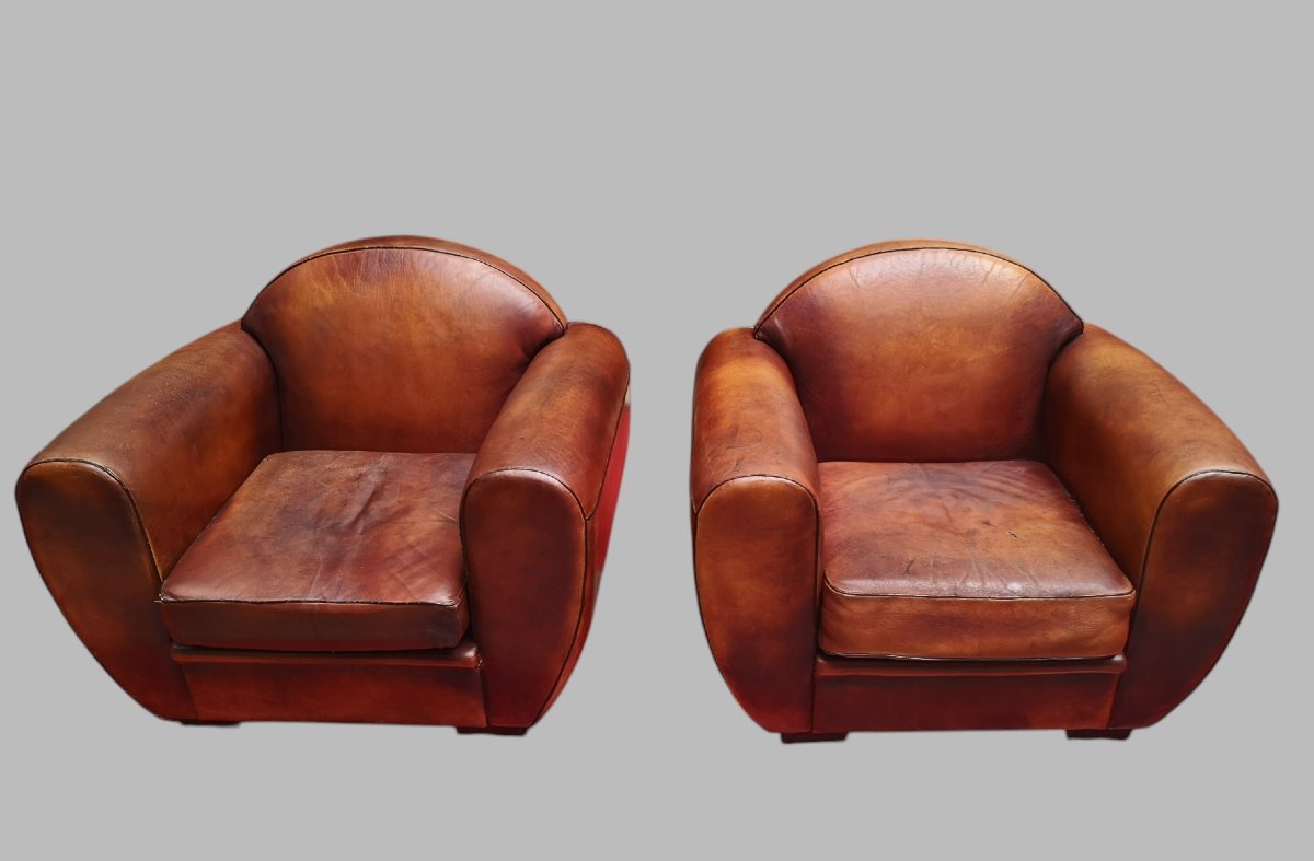 Pair Of Art Deco Club Armchairs 1920-photo-4
