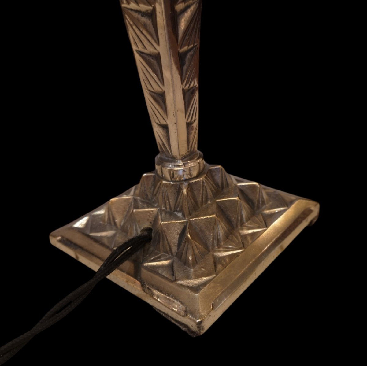 Lampe  Art déco 1930 en bronze nickelé de Germain & Lambolez et Verdun-photo-4