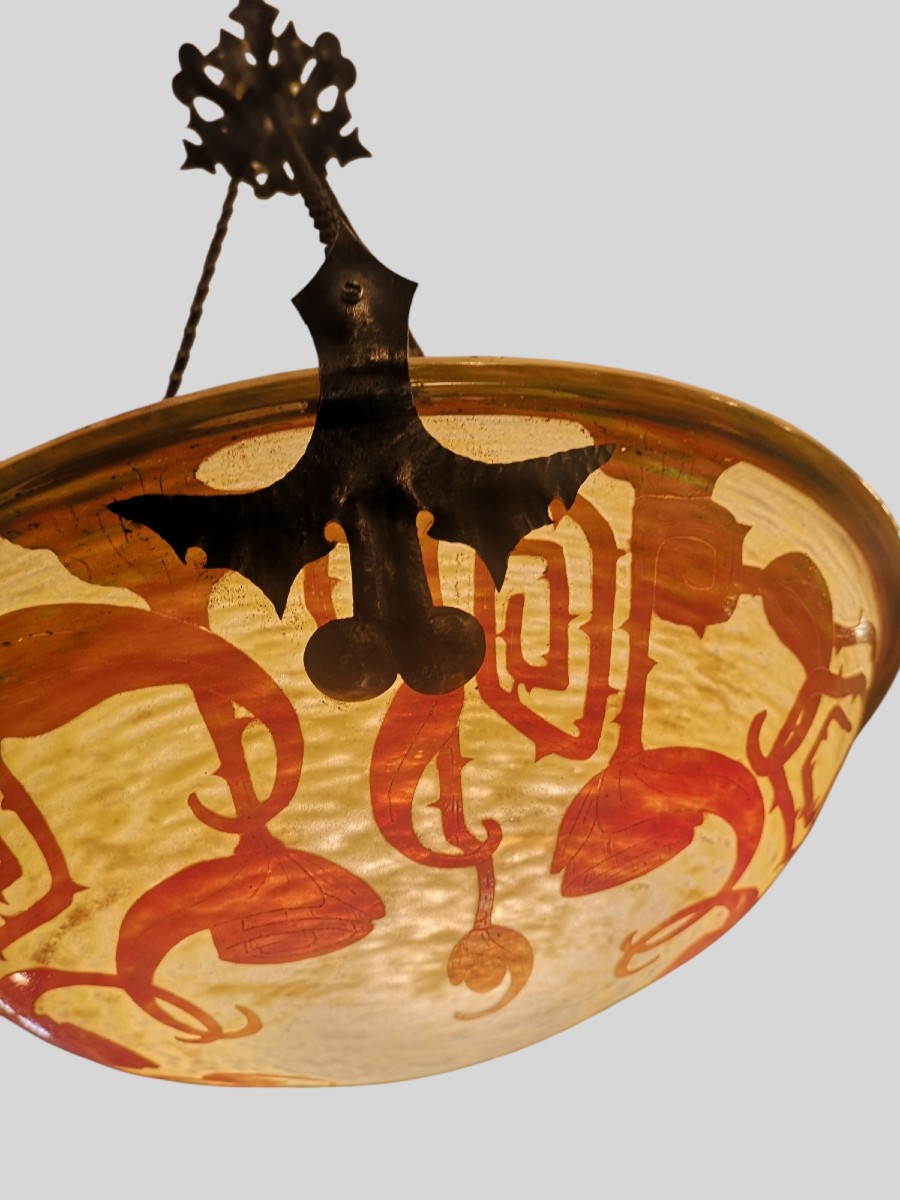 Le verre français, Schneider, suspension décor "Spirales" -photo-2