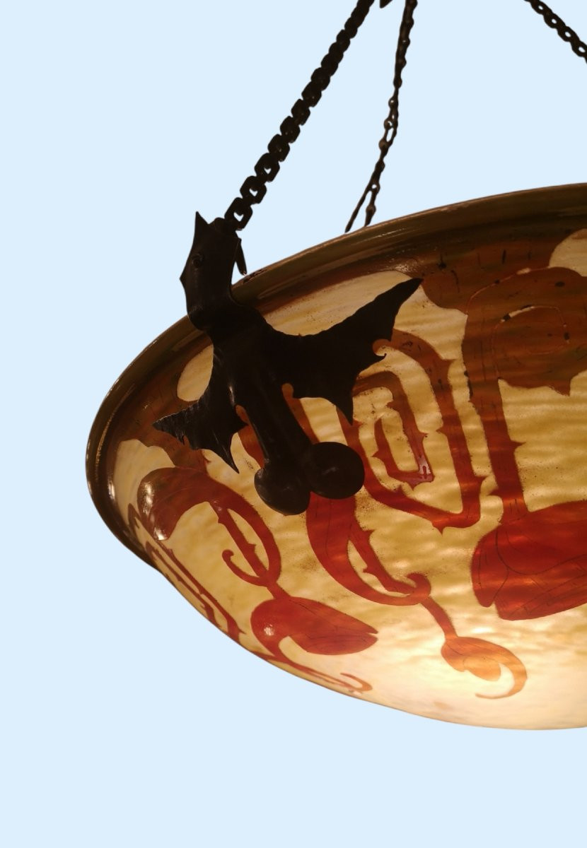 Le verre français, Schneider, suspension décor "Spirales" -photo-2