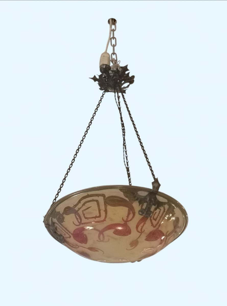 Le verre français, Schneider, suspension décor "Spirales" -photo-6