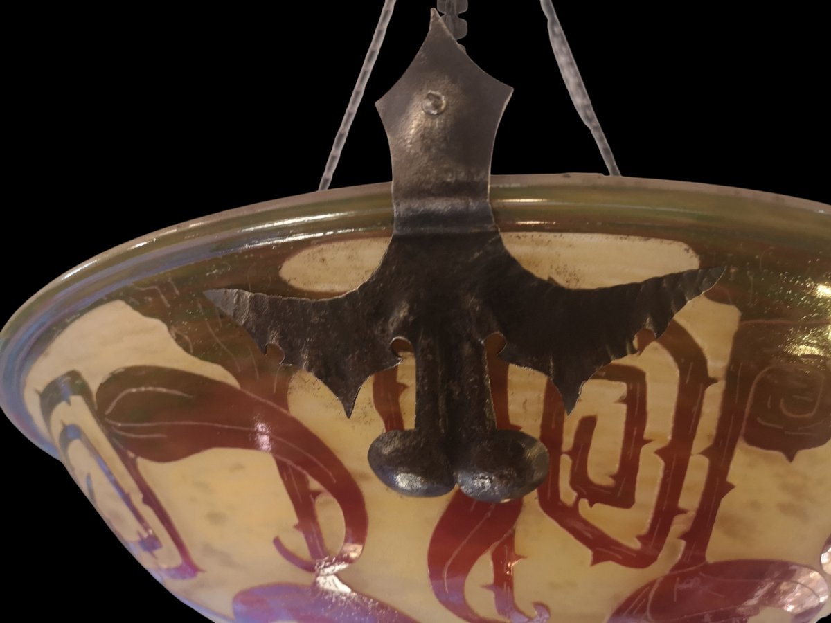 Le verre français, Schneider, suspension décor "Spirales" -photo-8