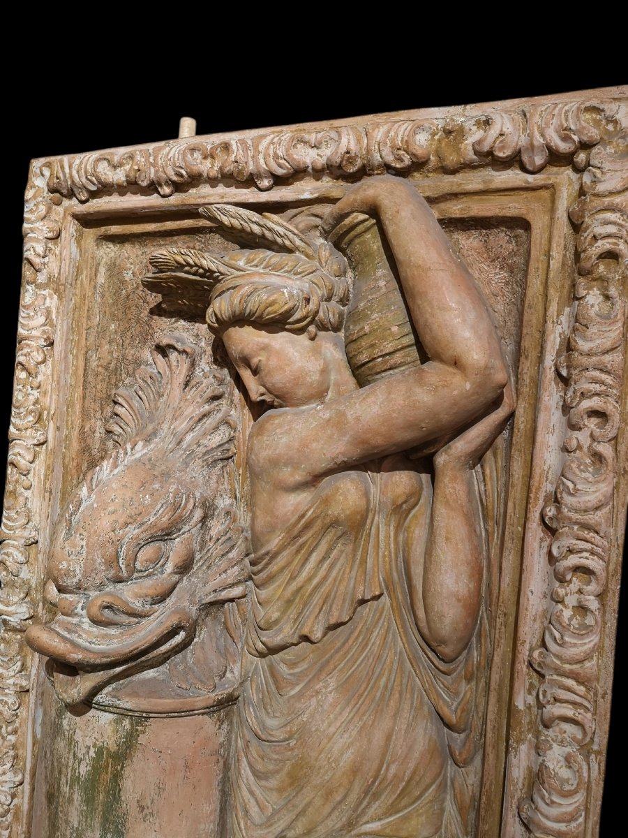 Important Terracotta Garden Fountain Signed Ezio Ceccarelli, Circa 1920-photo-4