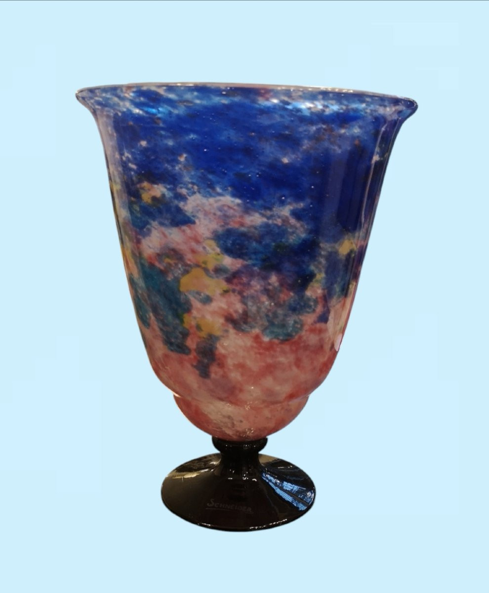 Schneider, Le Verre Français, vase dans la série des "Jades" -photo-3