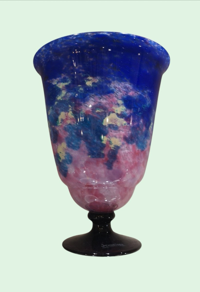 Schneider, Le Verre Français, vase dans la série des "Jades" -photo-4