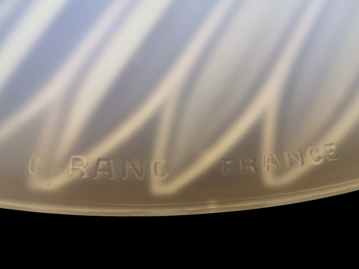 Art Deco Chandelier/ceiling Light Signed C. Ranc, Opalescent Glass-photo-2