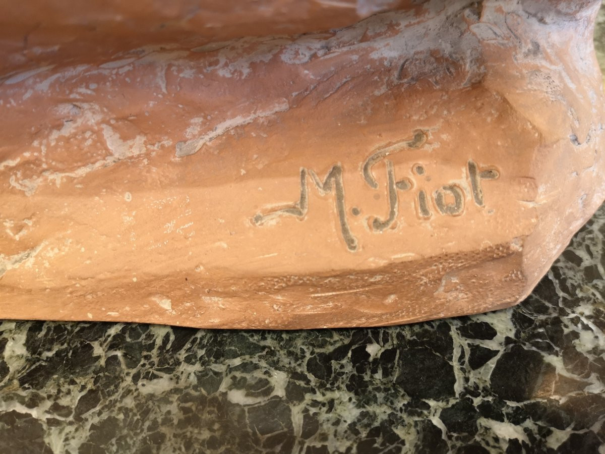 Terracotta Panther Signed M. Fiot-photo-5