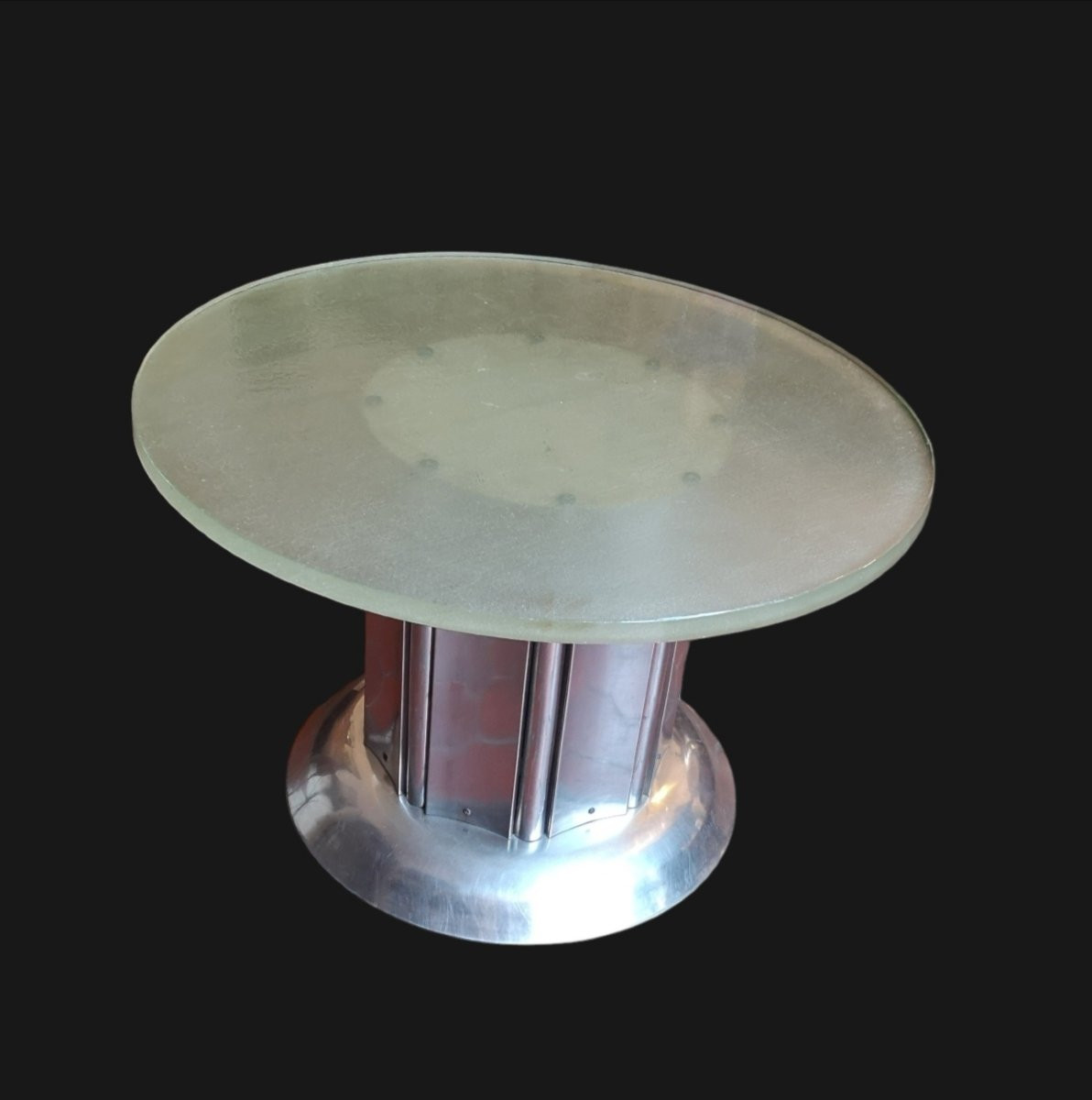 Art Deco Modernist Side Table With Its Saint Gobain Glass Top-photo-3