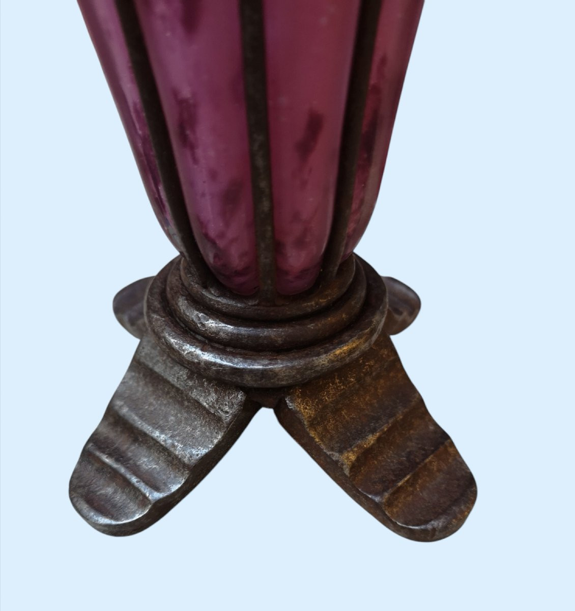 Delatte Nancy, Art Deco, Vase Blown In Wrought Iron-photo-1