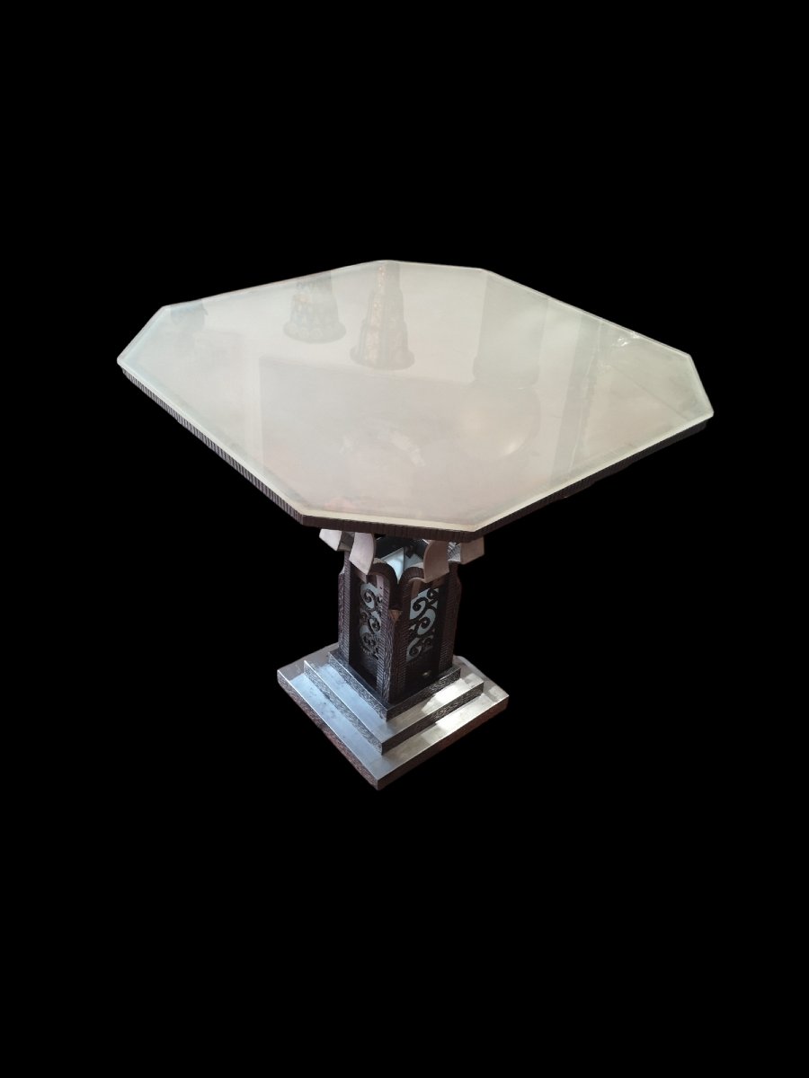 Wrought-iron Art Deco Illuminated Pedestal Table 1931-photo-1