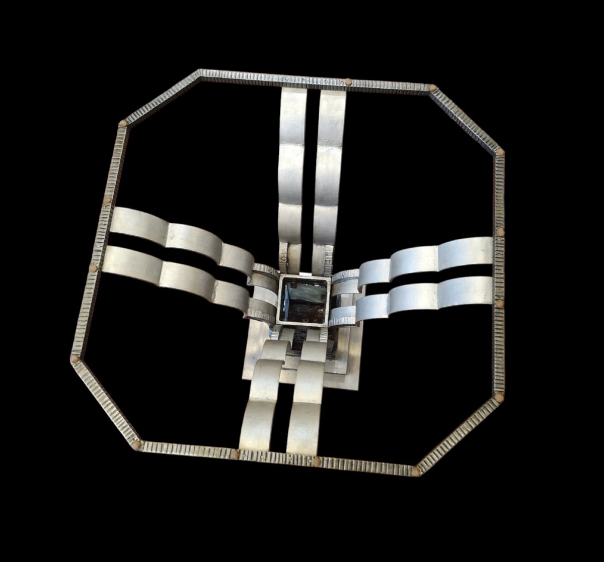 Wrought-iron Art Deco Illuminated Pedestal Table 1931-photo-5