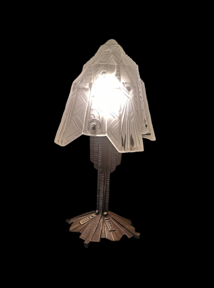 Wrought Iron Art Deco Table Lamp By Muller Frères-photo-4