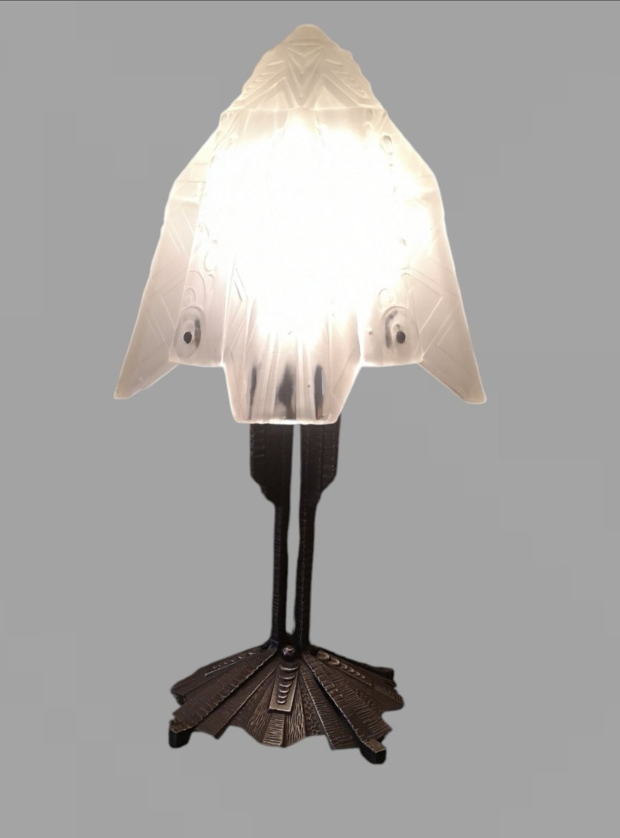 Wrought Iron Art Deco Table Lamp By Muller Frères