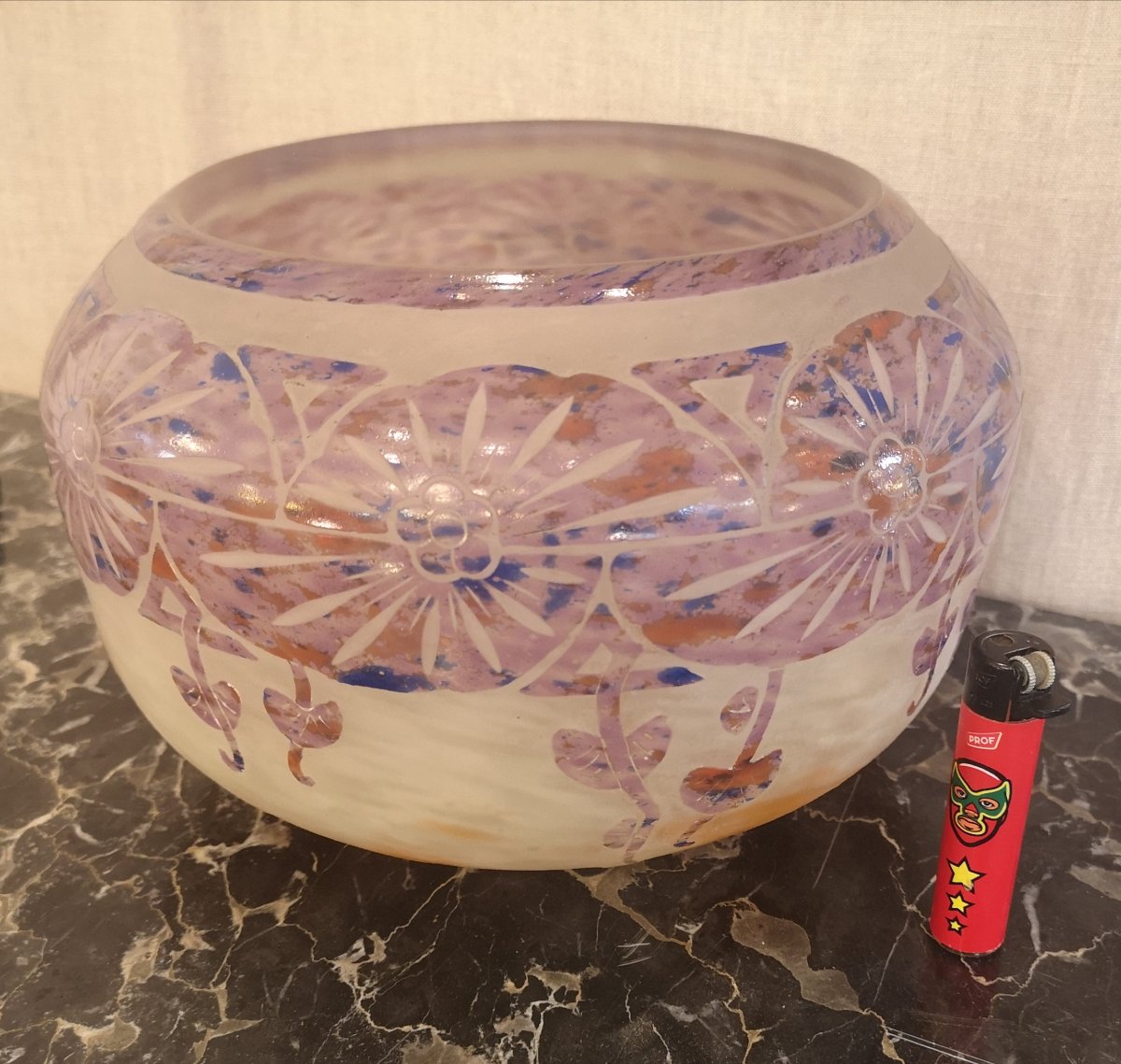 Charles Schneider, Le Verre Français, Vase With Columbine Design-photo-3
