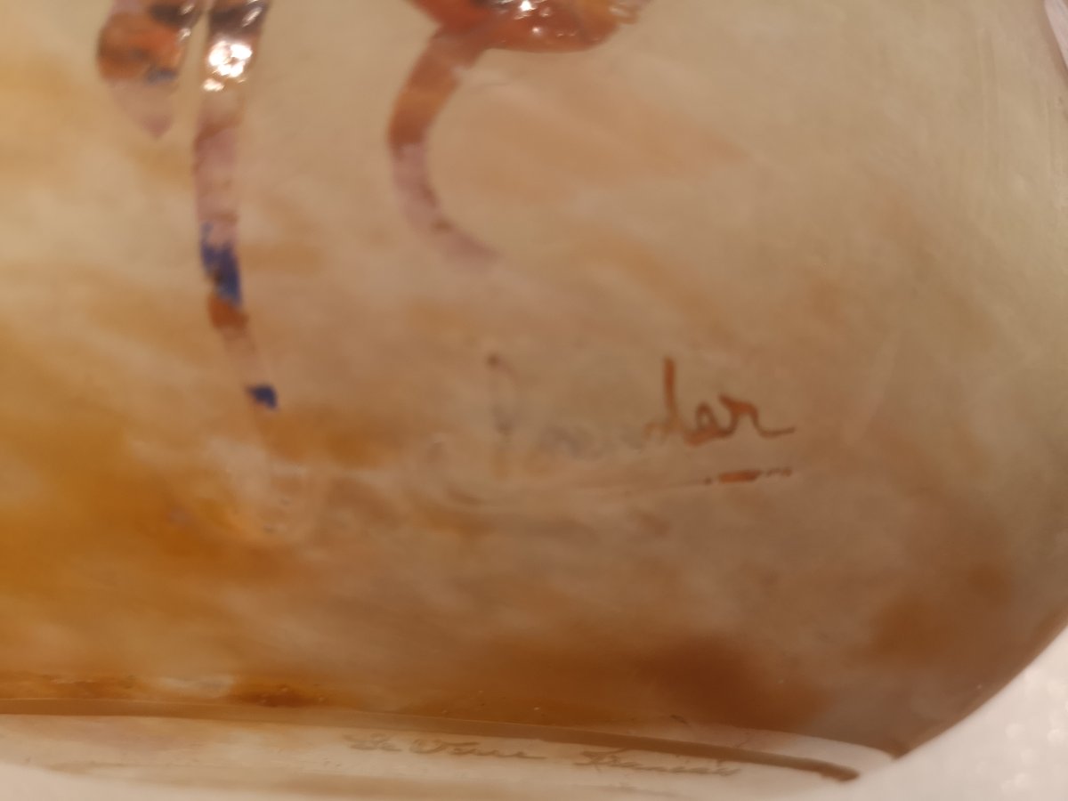 Charles Schneider, Le Verre Français, Vase With Columbine Design-photo-3