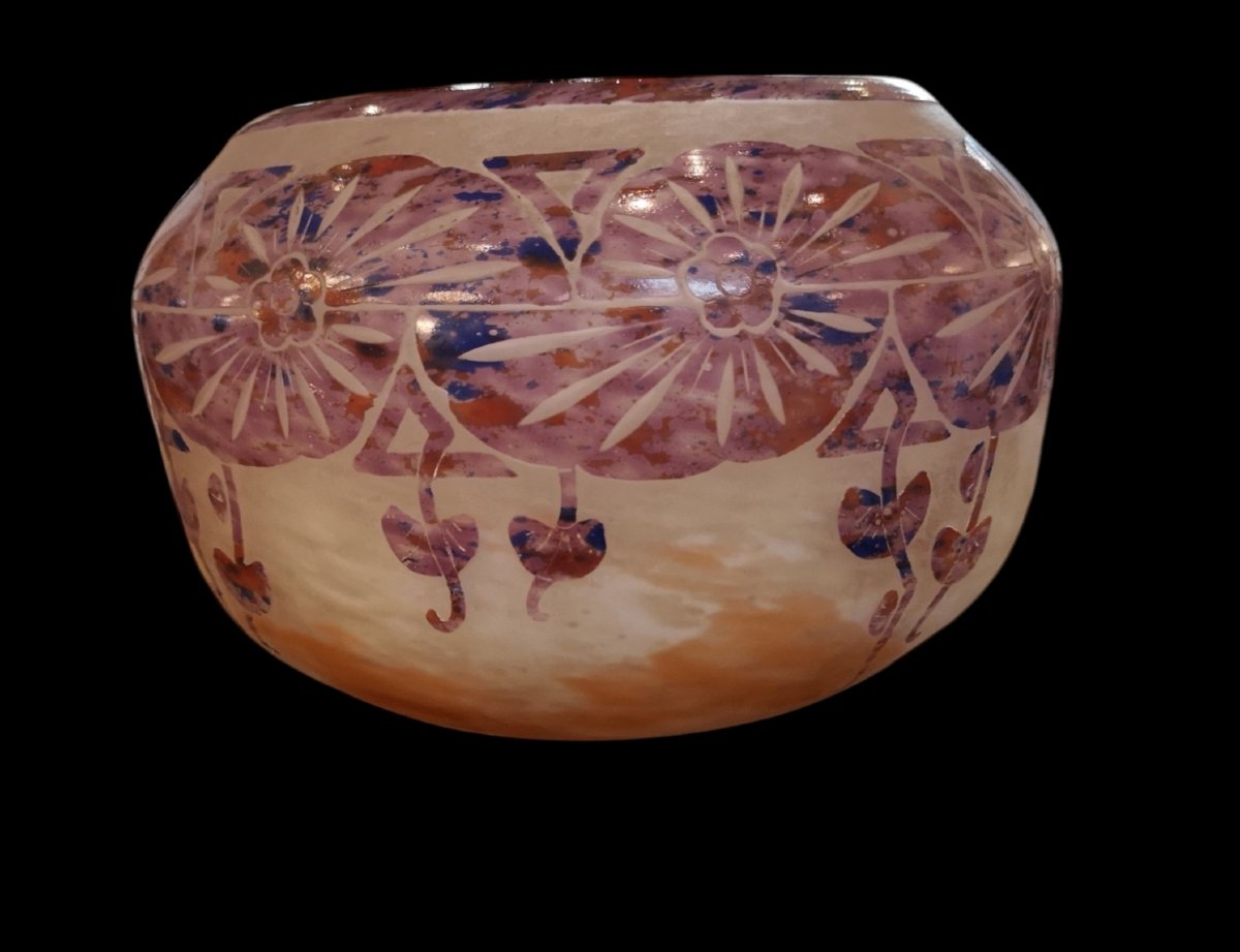 Charles Schneider, Le Verre Français, Vase With Columbine Design-photo-8