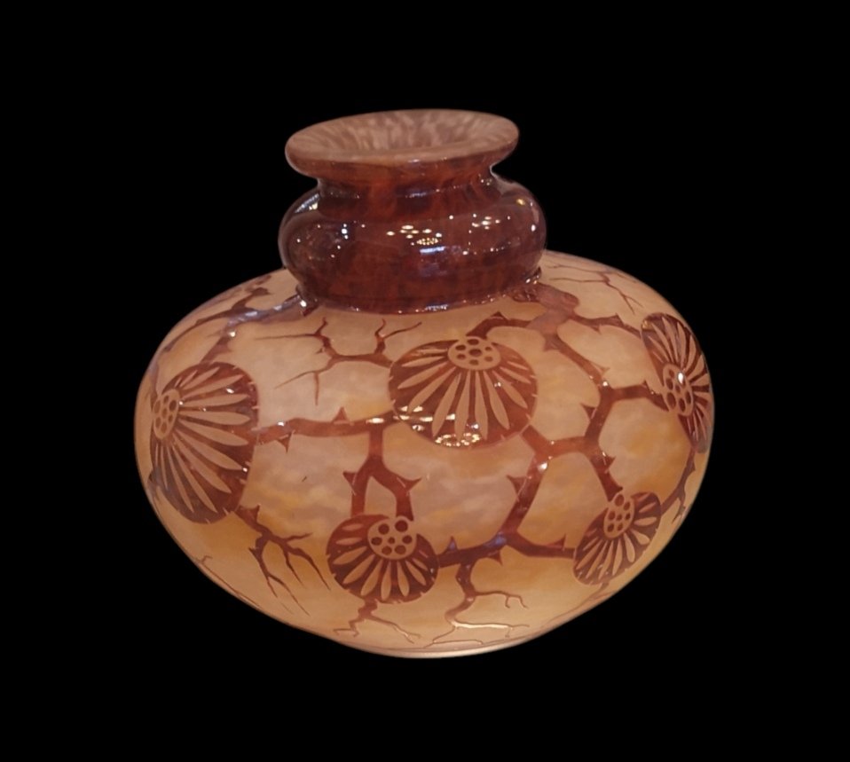 Le Verre Français, Schneider, "épinettes" Vase -photo-2