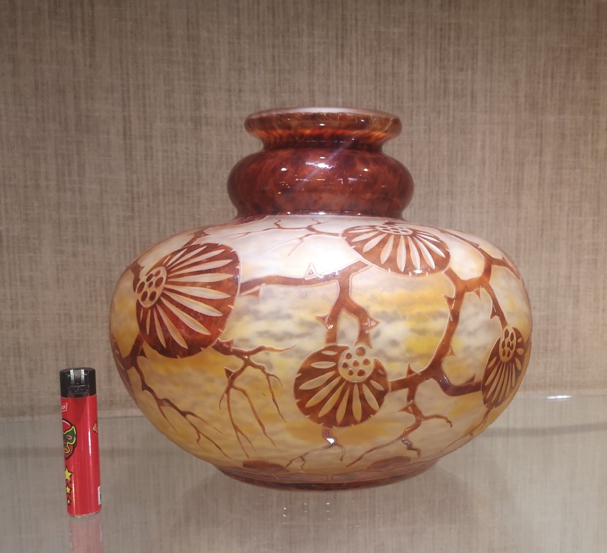 Le Verre Français, Schneider, "épinettes" Vase -photo-3