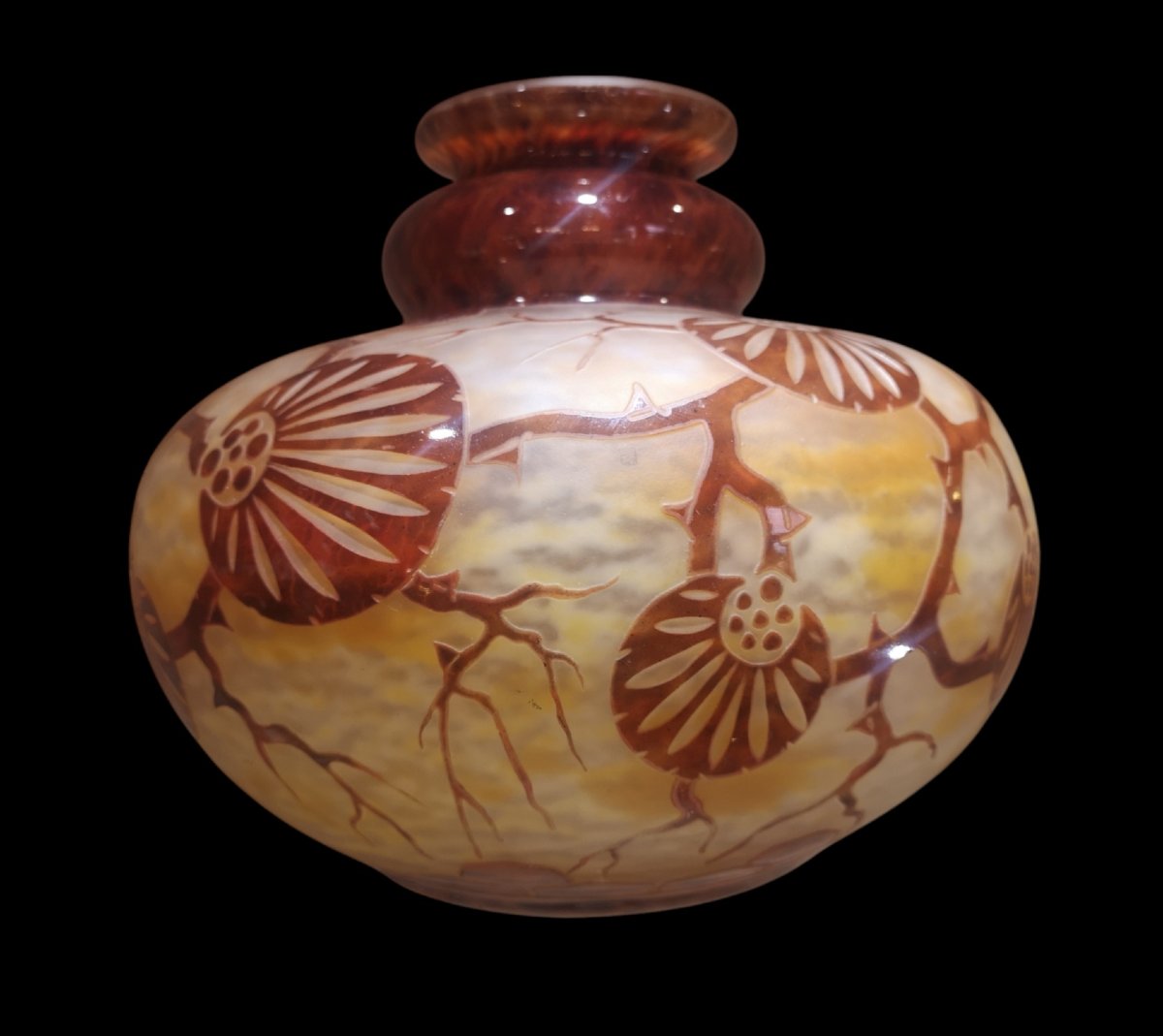 Le Verre Français, Schneider, "épinettes" Vase -photo-1