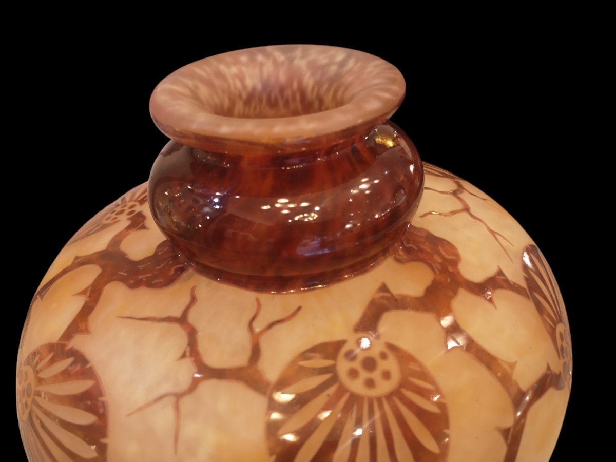Le Verre Français, Schneider, "épinettes" Vase -photo-2