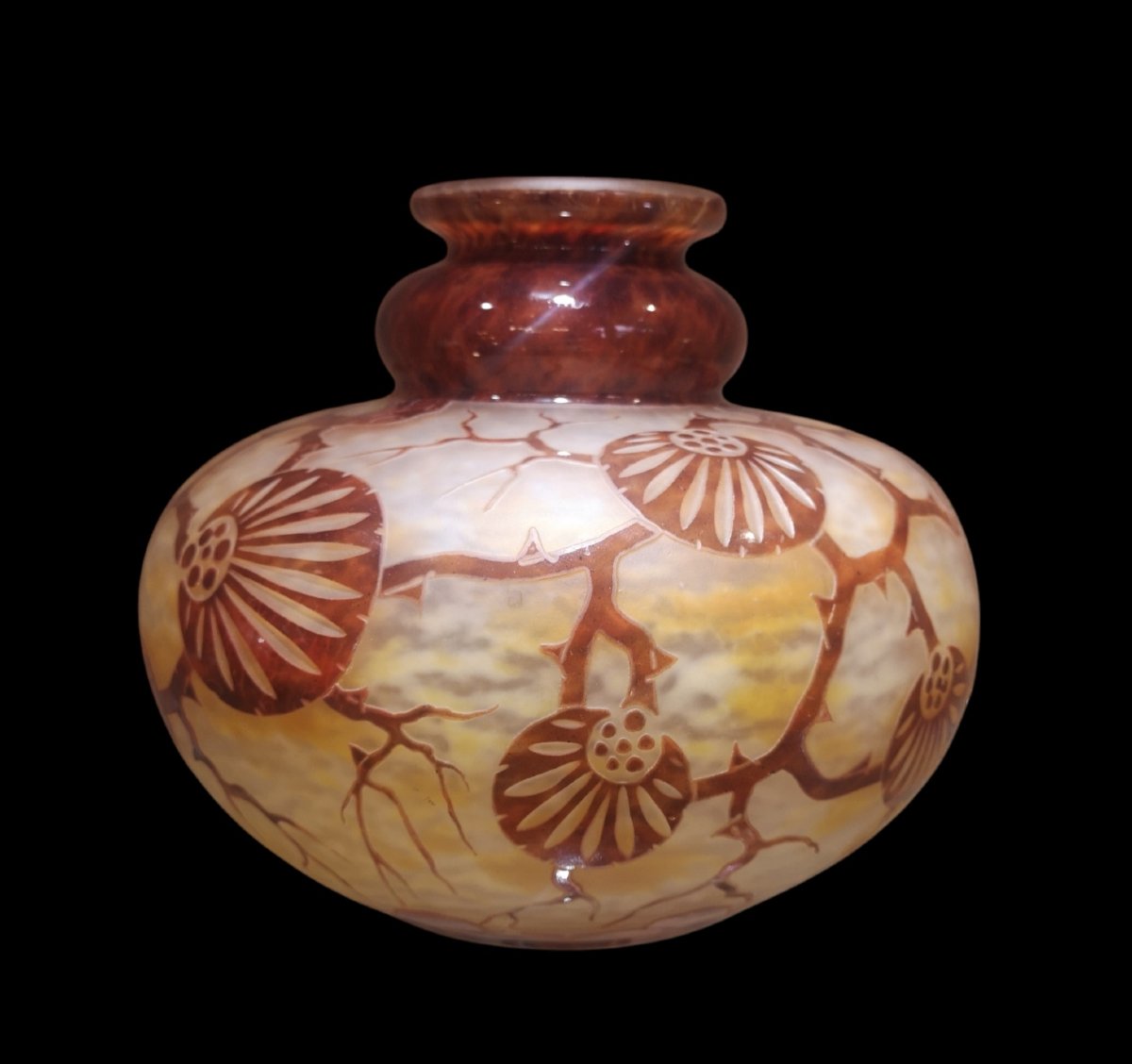 Le Verre Français, Schneider, "épinettes" Vase -photo-3