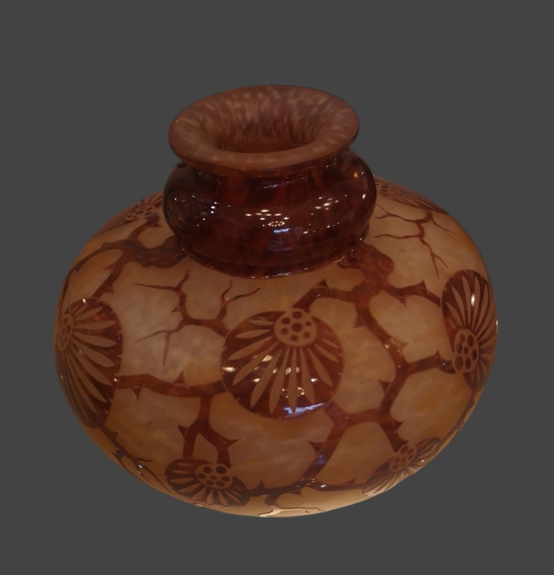 Le Verre Français, Schneider, "épinettes" Vase -photo-4
