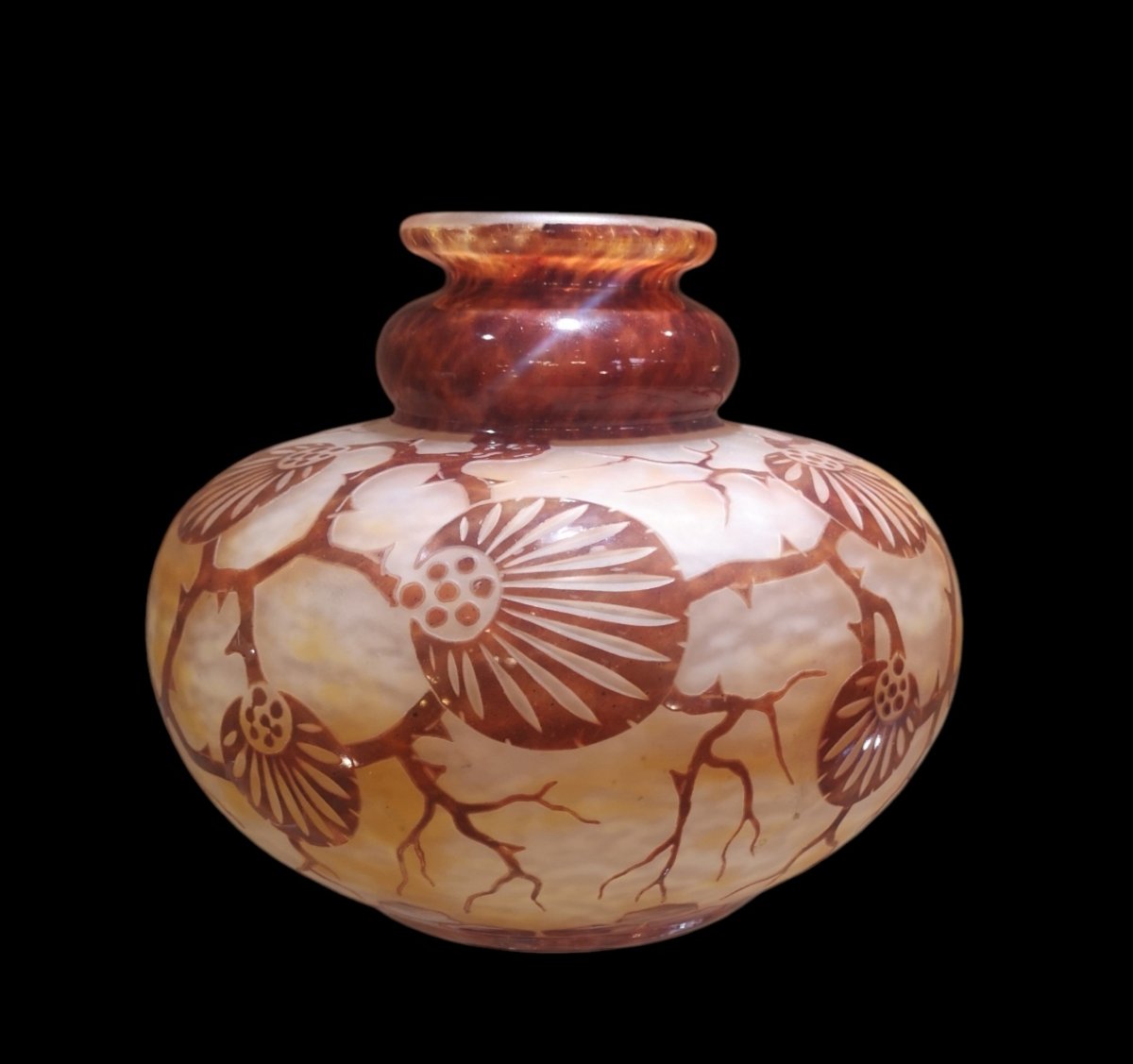Le Verre Français, Schneider, "épinettes" Vase -photo-5