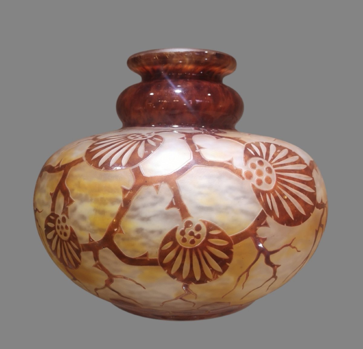 Le Verre Français, Schneider, "épinettes" Vase -photo-6